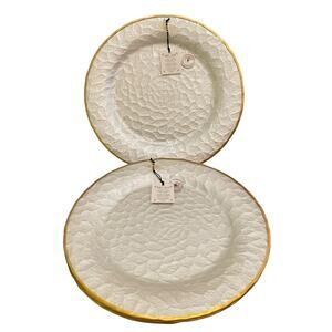 Akcam Metallic Silver & Gold Textured 12.5in Plate Charger Set of 2 New